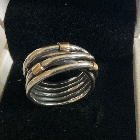 Pandora Silver and Gold Intertwined Ring - Picture 2 of 8
